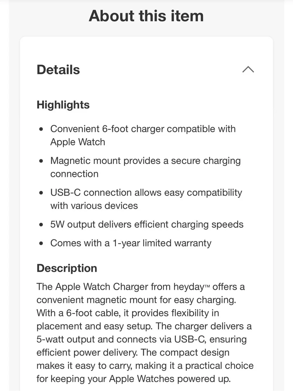 heyday Magnetic Apple Watch Charging Cable in Periwinkle Blue